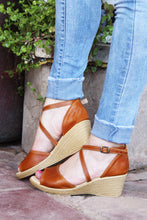 Load image into Gallery viewer, Talitha Tan Cross Strap Open Wedge