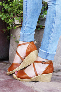 Talitha Tan Cross Strap Open Wedge