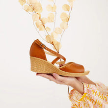 Load image into Gallery viewer, Talitha Tan Cross Strap Open Wedge