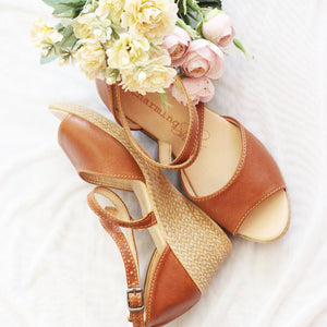 Talitha Tan Cross Strap Open Wedge