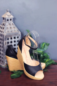 Jenna Wedge Black Open Toe